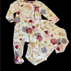 Floral Baby Onesie and Footed Pajama Set